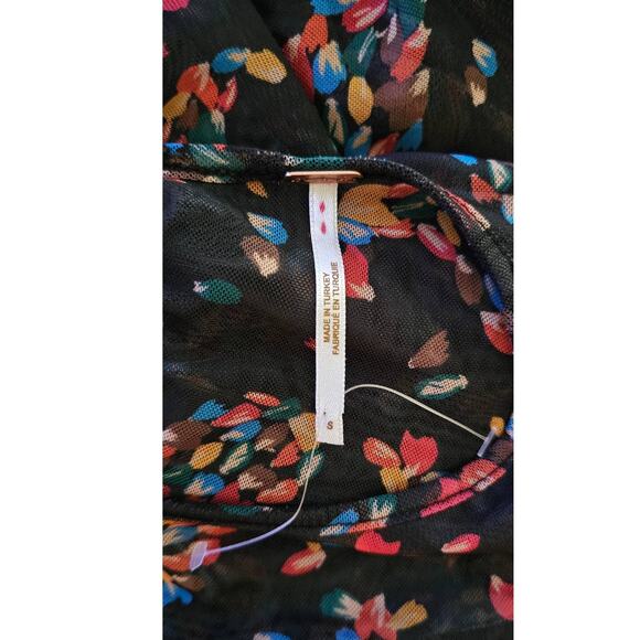 New Free People Briella Abstract Floral Midi Dress  $168 SMALL Twilight - Picture 6 of 6